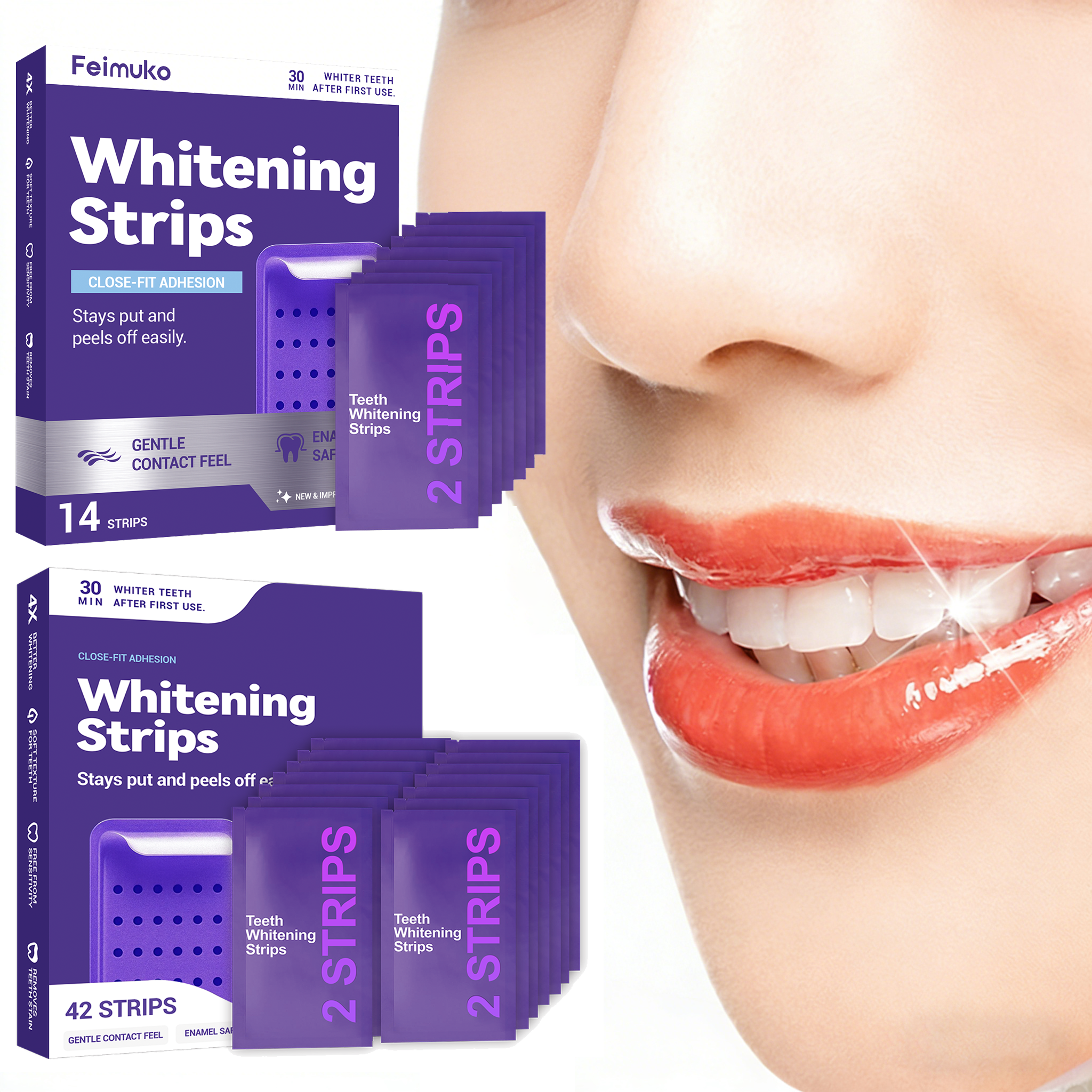 Teeth Whitening (Bleaching) - Purple Teeth Whitening Strips Brighteni Tooth