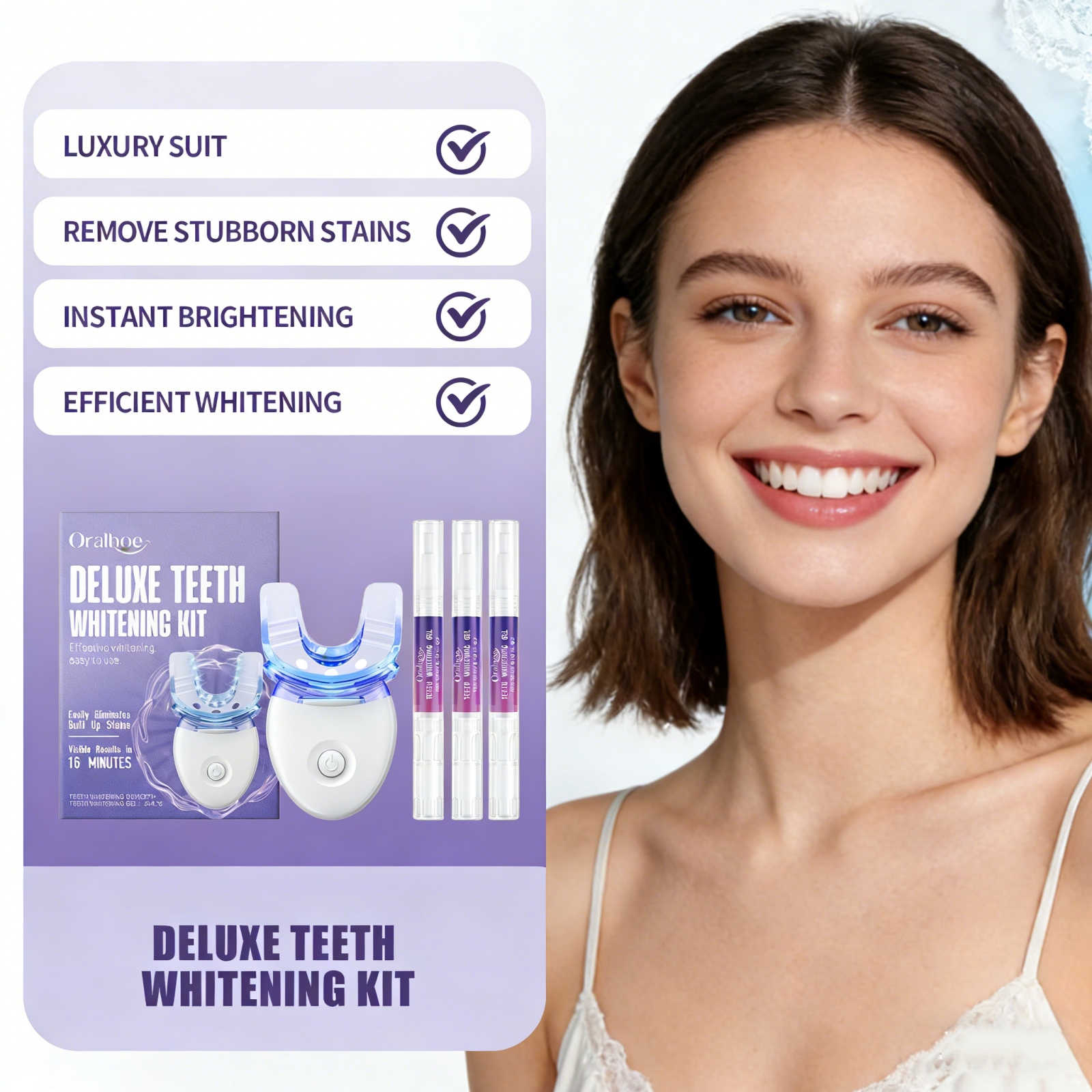Teeth Whitening Kit At Home - High-Tech Teeth Whitening Gel Set With