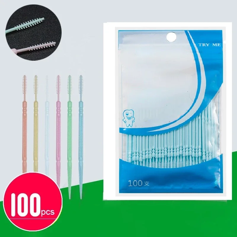 100PCS Double-headed Dental Br - Dental Floss Picks บทวิจารณ์และราคา