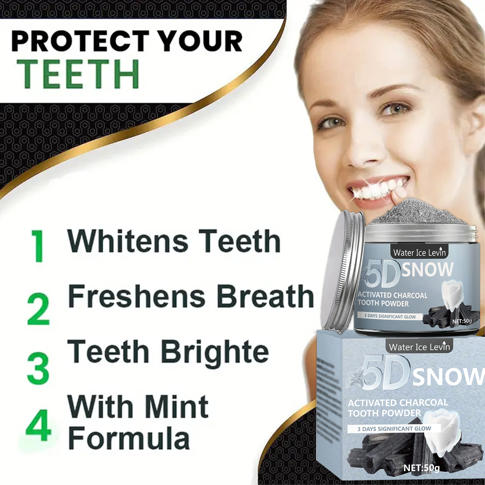 Water Ice Levin 5D Snow Activa - Whitening Powder Activated บทวิจารณ์และราคา