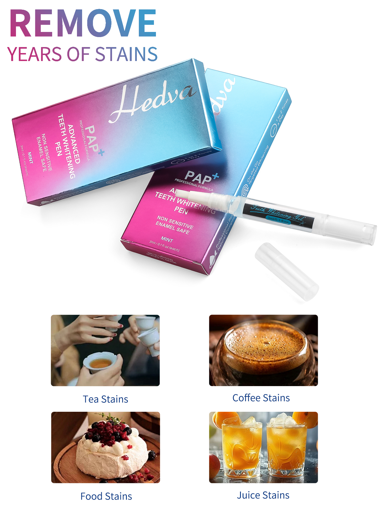 Hedva PAP+ Teeth Whitening Pen - Teeth Whitening Results บทวิจารณ์และราคา